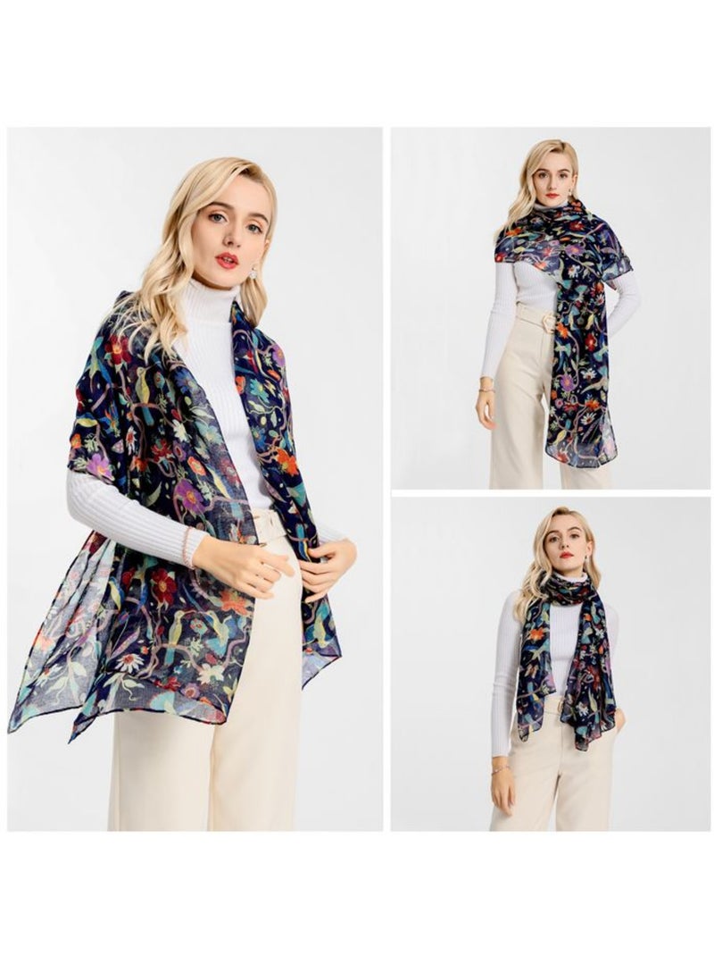 Foulard écharpe à imprimé floral - ultra-léger et respirant - miss lulu Noir - Kiabi