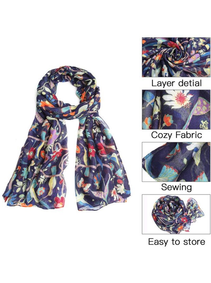 Foulard écharpe à imprimé floral - ultra-léger et respirant - miss lulu Noir - Kiabi