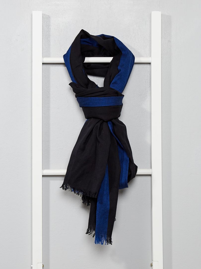 Foulard en coton bi-color noir - Kiabi
