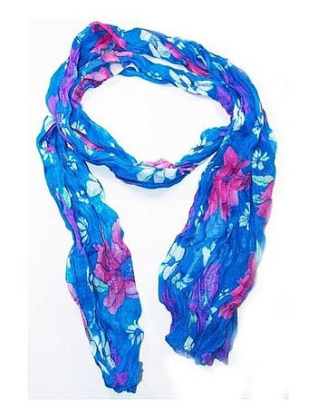 Foulard en coton, bleu et rose