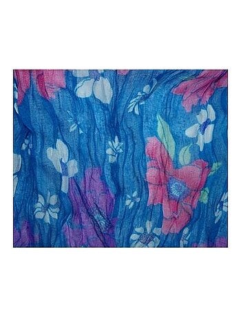 Foulard en coton, bleu et rose