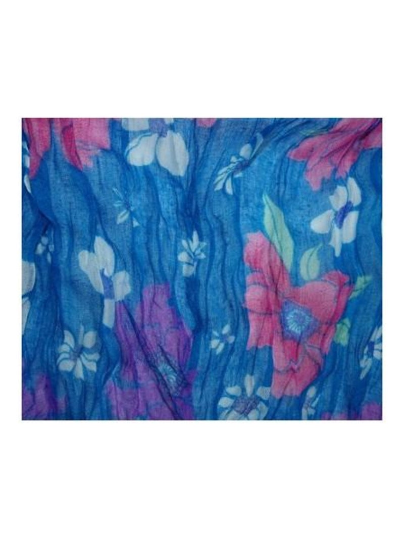 Foulard en coton, bleu et rose Bleu - Kiabi