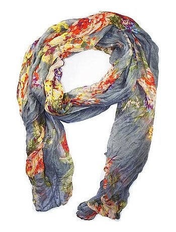 Foulard en coton, gris, orange, violet