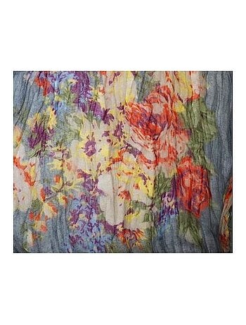 Foulard en coton, gris, orange, violet