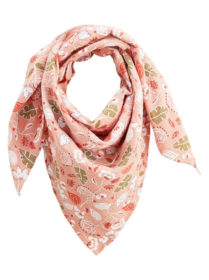 Foulard en gaze de coton Mindanao 100 x 100 cm Rose - Kiabi