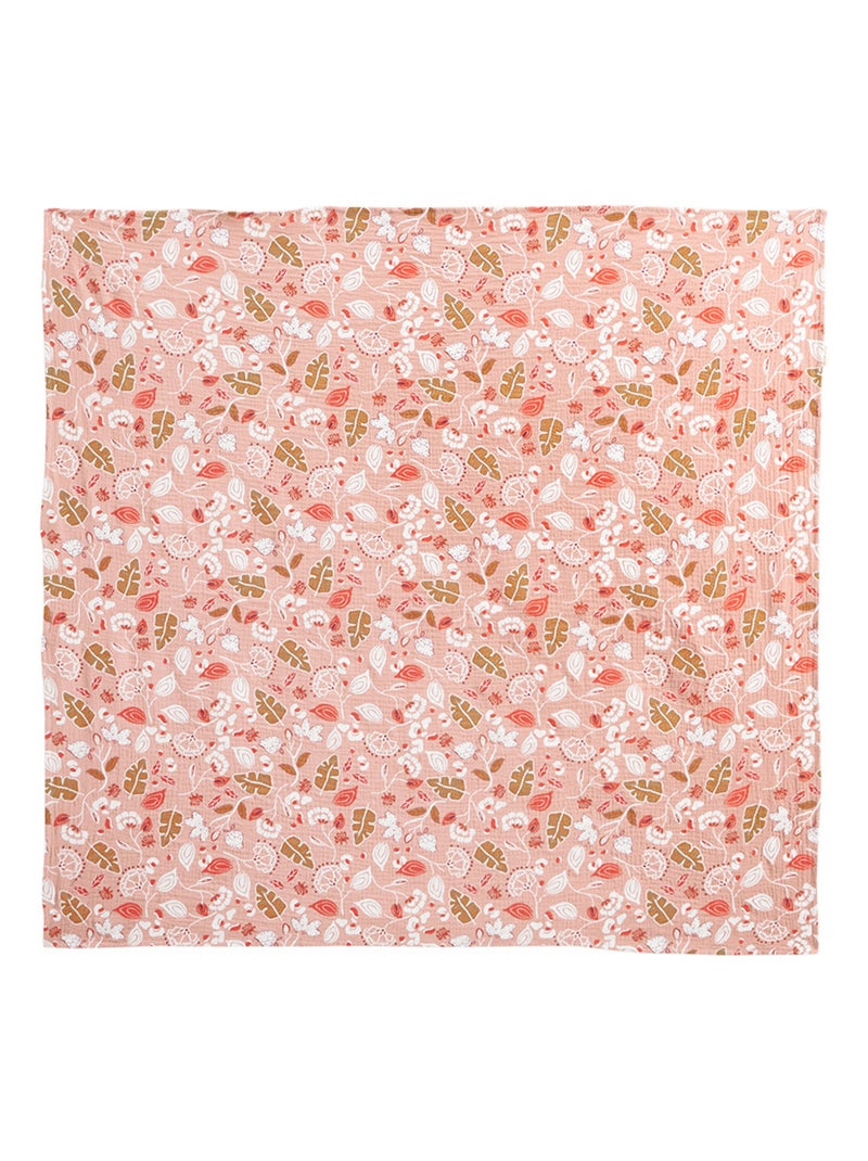 Foulard en gaze de coton Mindanao 100 x 100 cm Rose - Kiabi