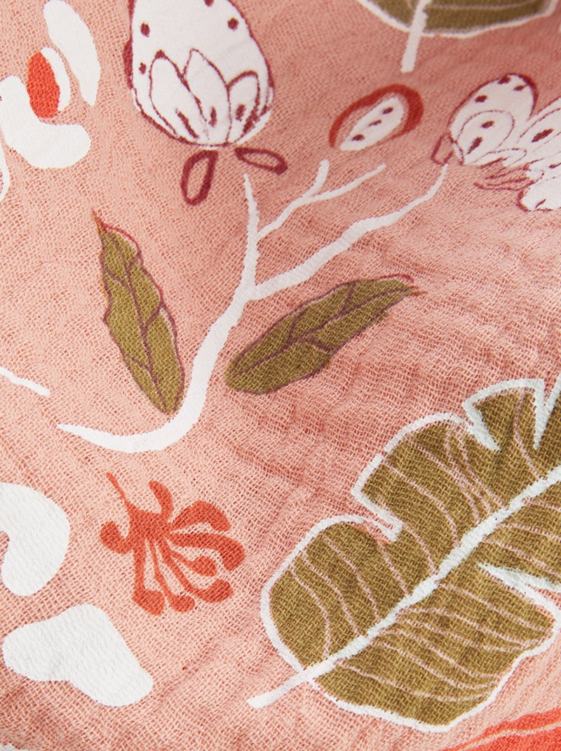 Foulard en gaze de coton Mindanao 100 x 100 cm Rose - Kiabi