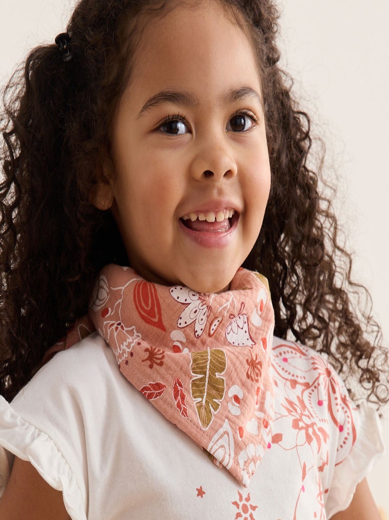 Foulard en gaze de coton Mindanao 50 x 50 cm Rose - Kiabi