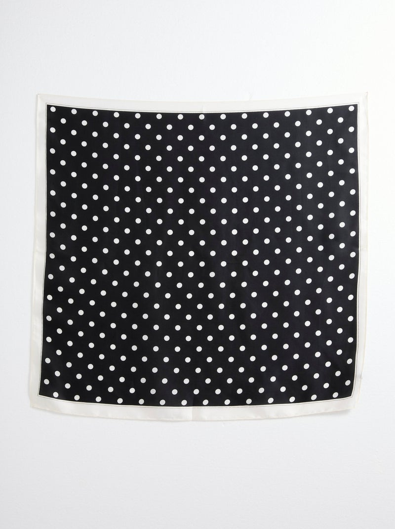 Foulard en satin avec motif pois Noir - Kiabi