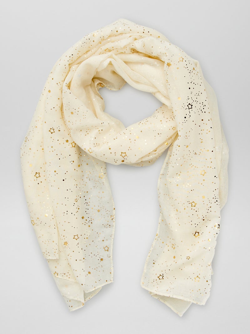 Foulard en voile imprimé étoile Blanc - Kiabi