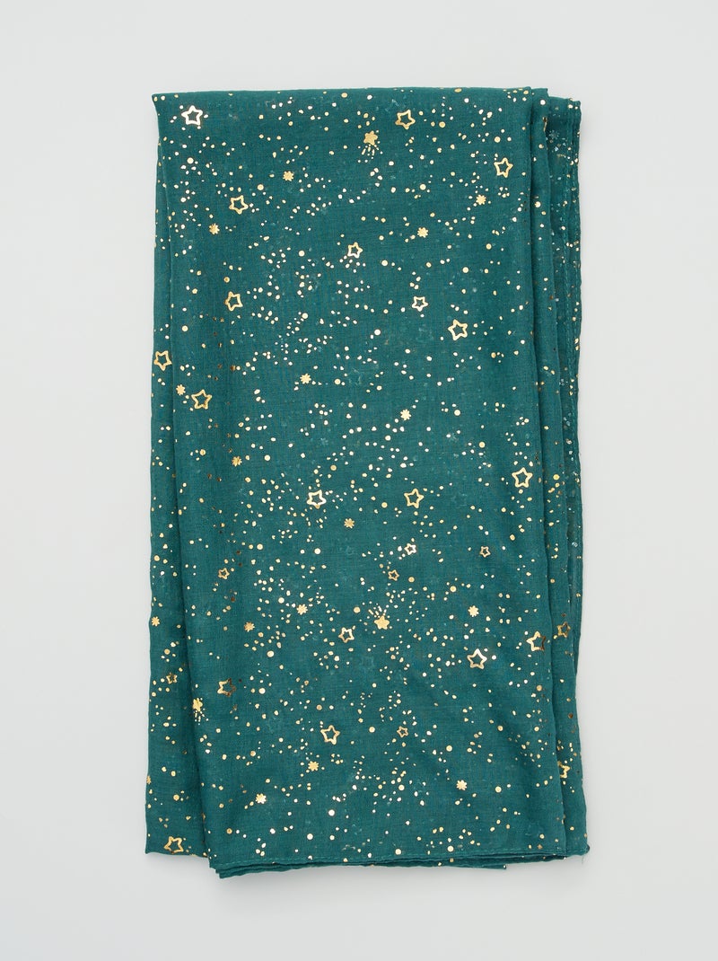 Foulard en voile imprimé étoile Vert - Kiabi