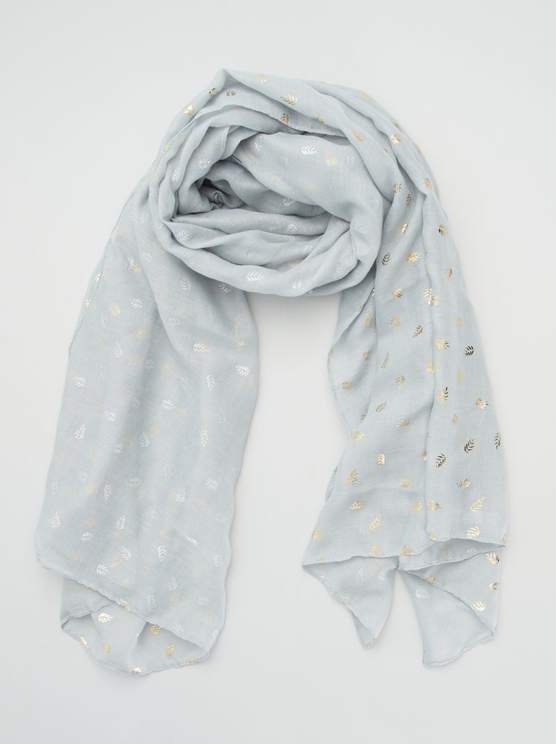 Foulard en voile imprimé feuillage Gris - Kiabi