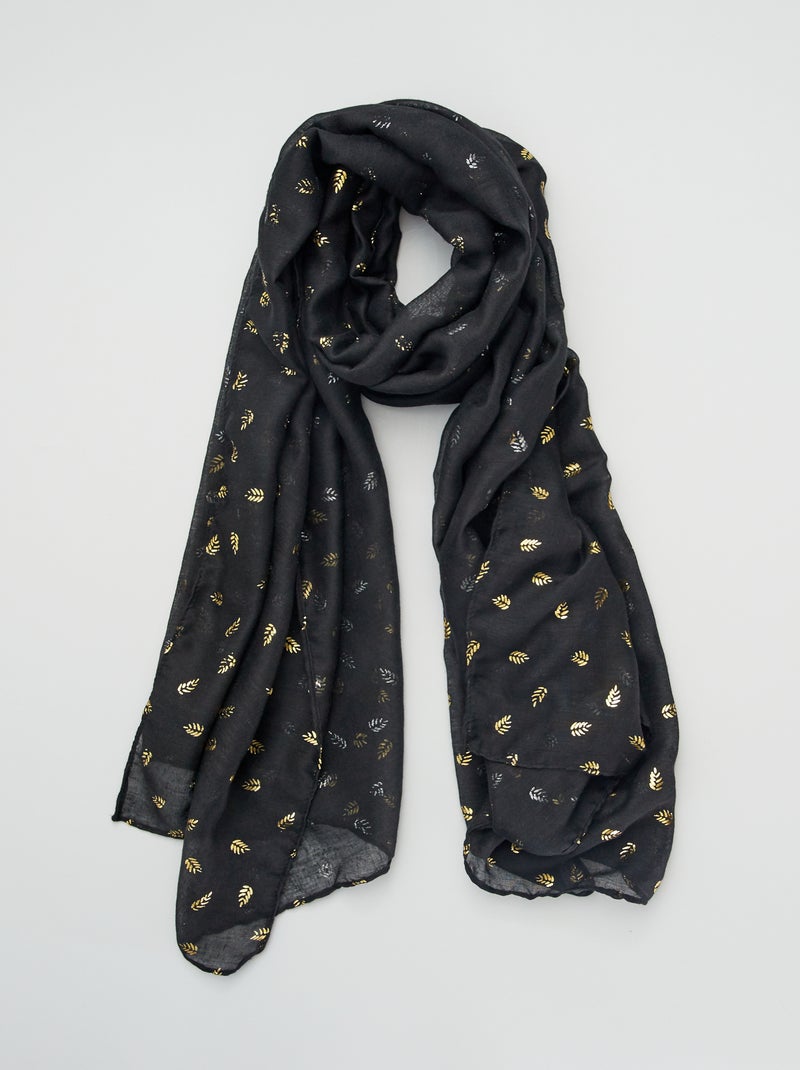 Foulard en voile imprimé feuillage Noir - Kiabi