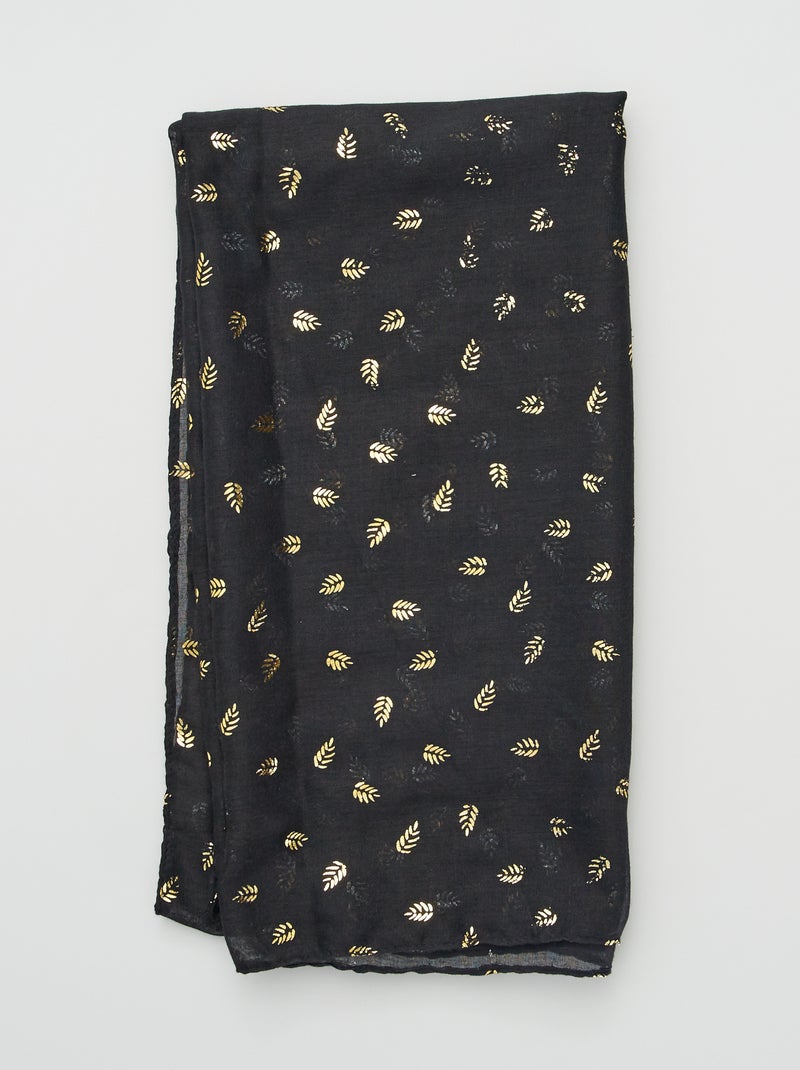 Foulard en voile imprimé feuillage Noir - Kiabi