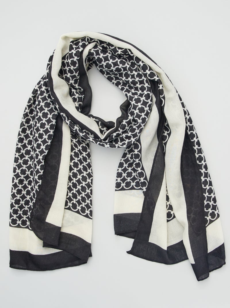 Foulard épais à motif fantaisie noir/blanc - Kiabi