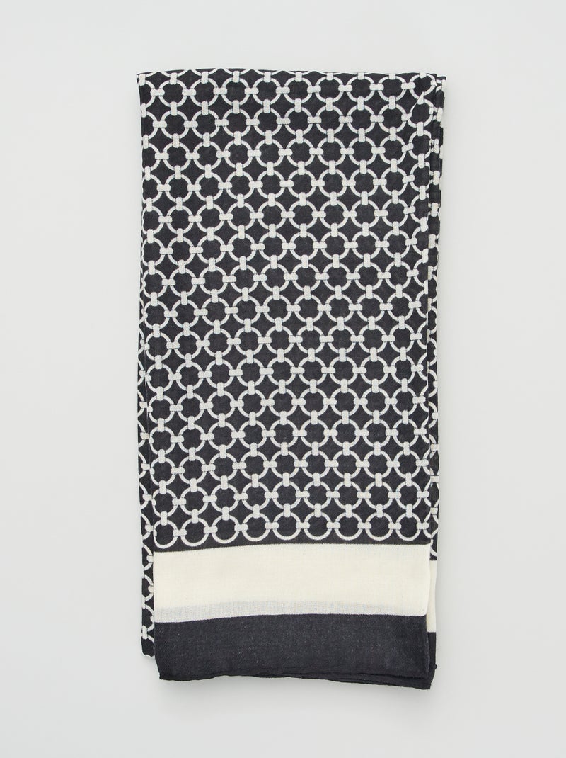 Foulard épais à motif fantaisie noir/blanc - Kiabi