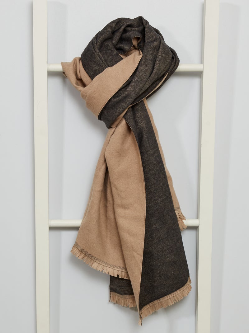 Foulard épais bi face beige - Kiabi
