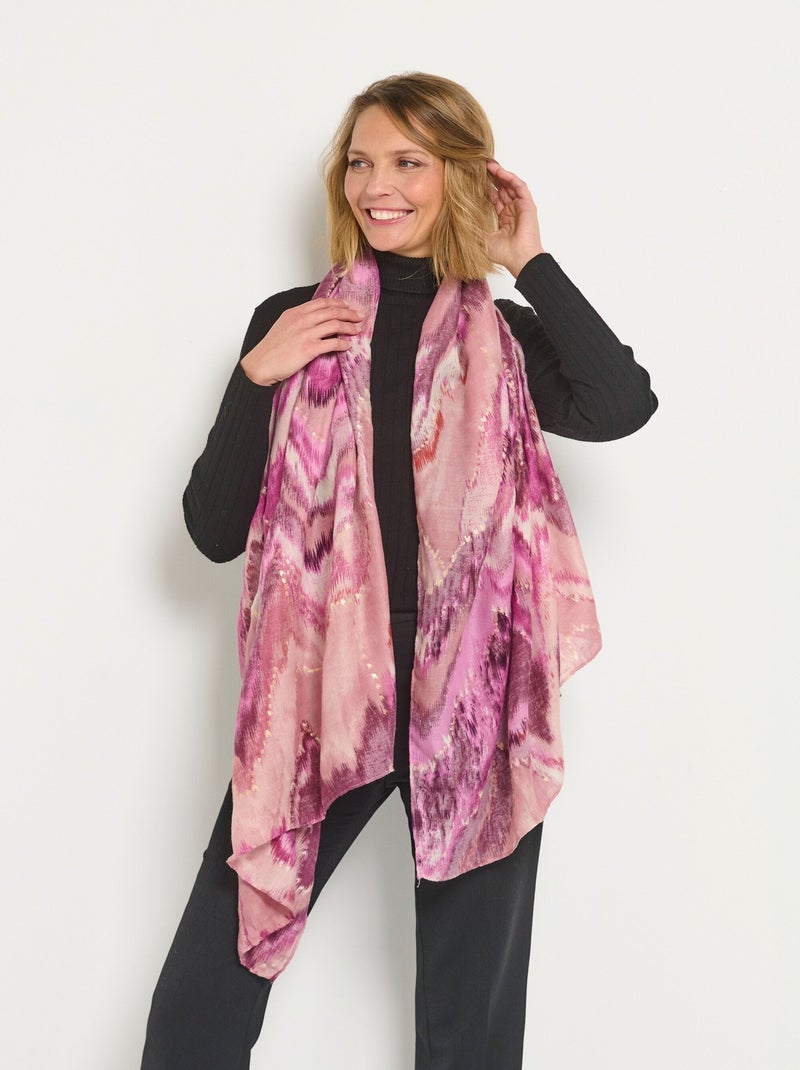 Foulard ethnique détails métallisés Rose - Kiabi