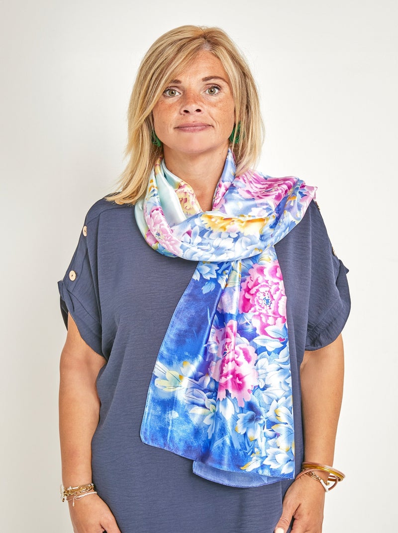 Foulard étole fleurie polyester et soie Multicolore - Kiabi