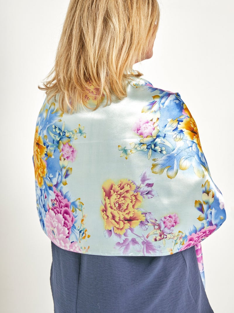 Foulard étole fleurie polyester et soie Multicolore - Kiabi