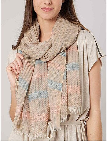 Foulard femme à rayures texturé 'Deeluxe'