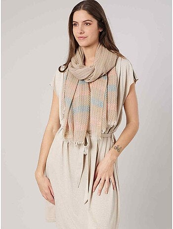 Foulard femme à rayures texturé 'Deeluxe'