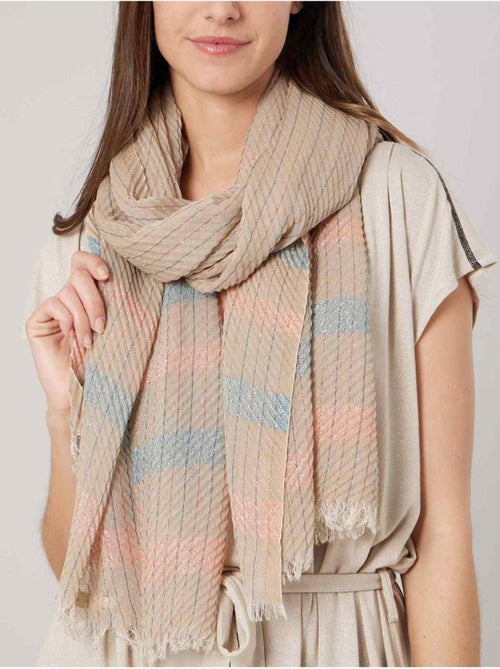 Foulard femme à rayures texturé 'Deeluxe' - Kiabi