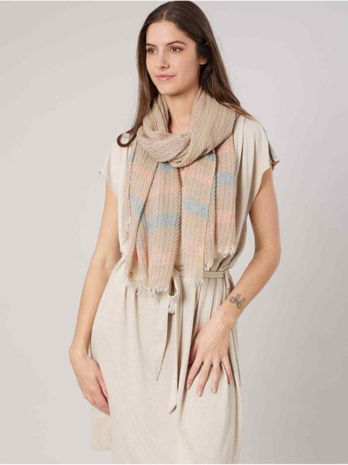Foulard femme à rayures texturé 'Deeluxe' - Kiabi