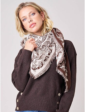 Foulard femme avec franges imprimé 'deeluxe'