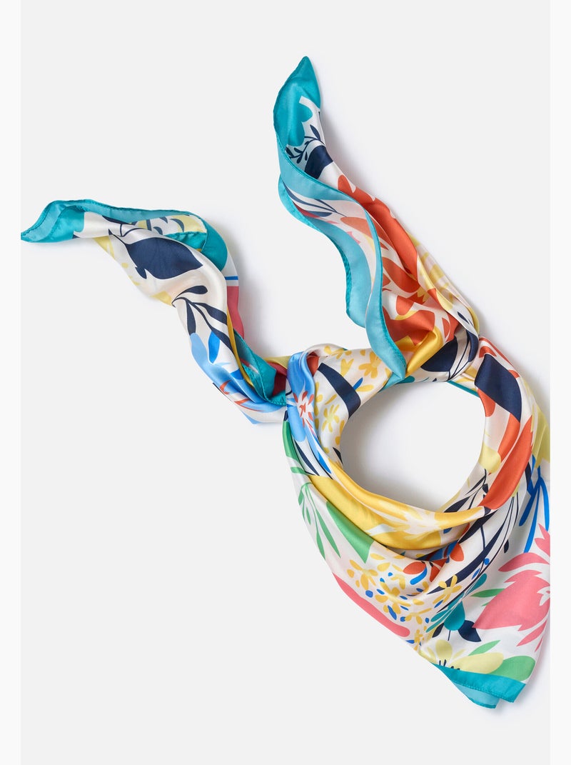 Foulard fleuri effet satiné - Damart Multicolore - Kiabi
