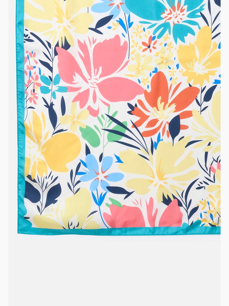 Foulard fleuri effet satiné - Damart Multicolore - Kiabi