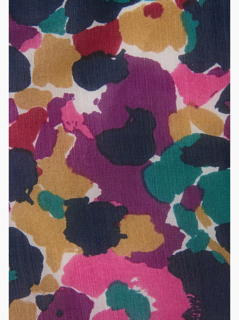 Foulard fleuri pure soie - Damart Bleu - Kiabi