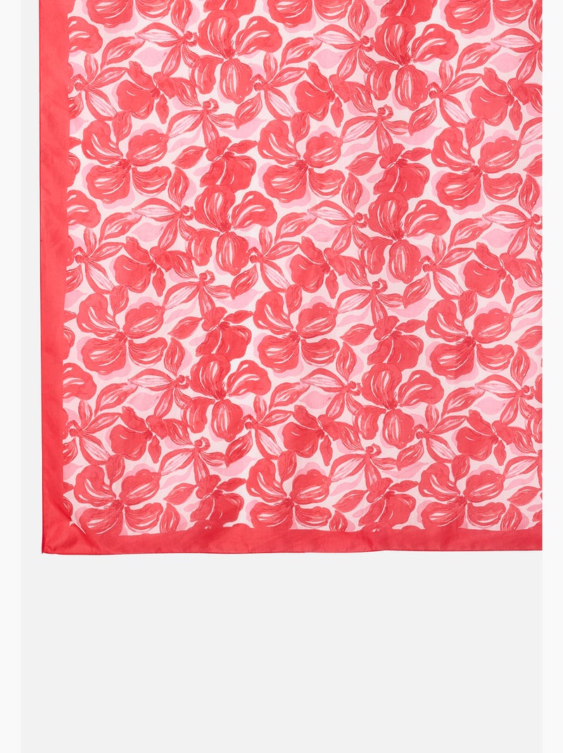 Foulard fleuri pure soie - Damart Rouge - Kiabi
