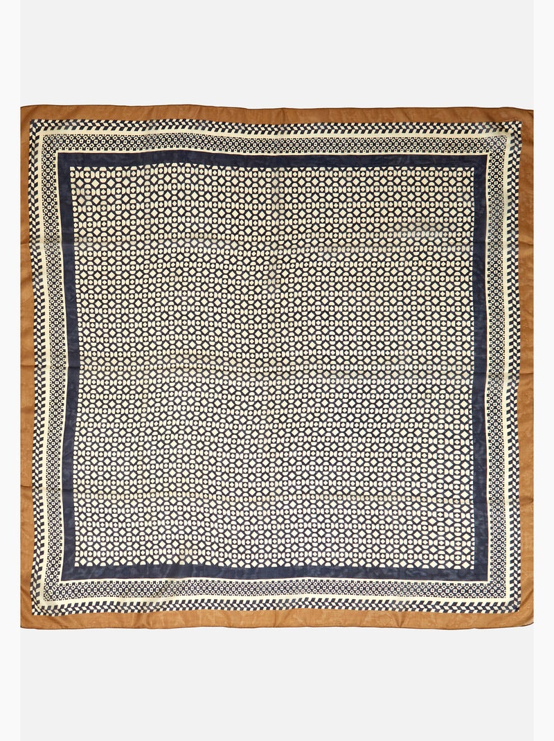 Foulard graphique pure soie - damart Marron - Kiabi