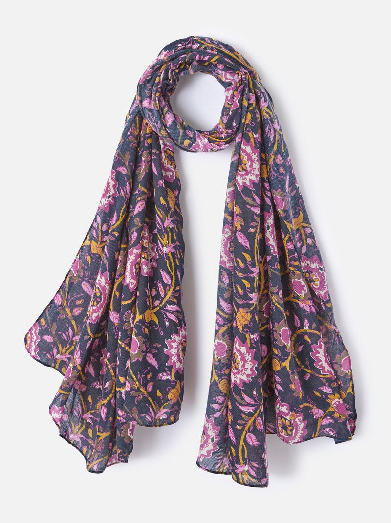 Foulard imprimé à fleurs sergé - Damart Bleu - Kiabi