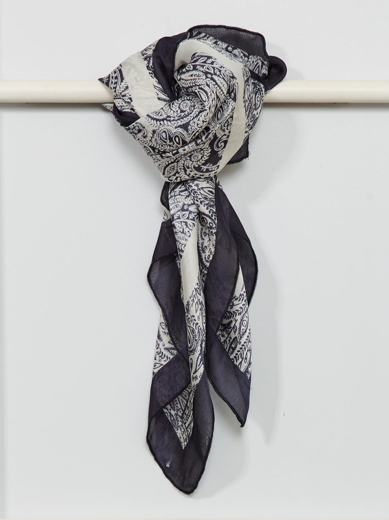 Foulard imprimé bleu marine - Kiabi