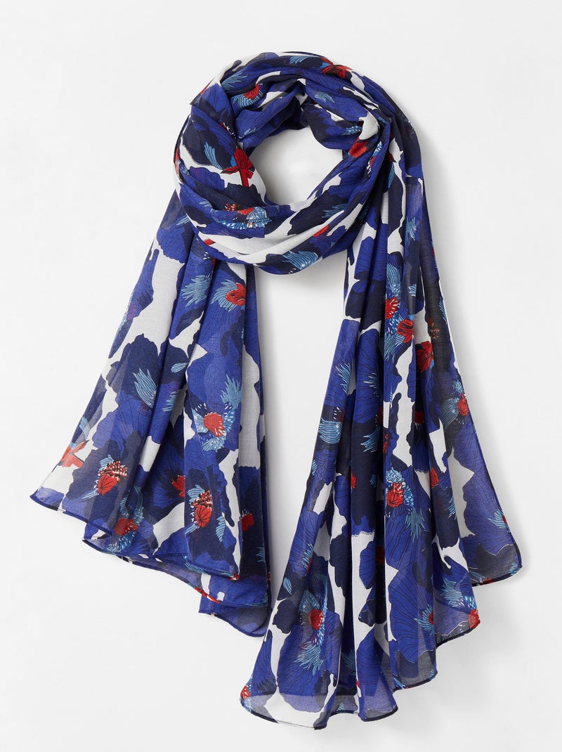 Foulard imprimé coquelicot - Damart Bleu marine - Kiabi