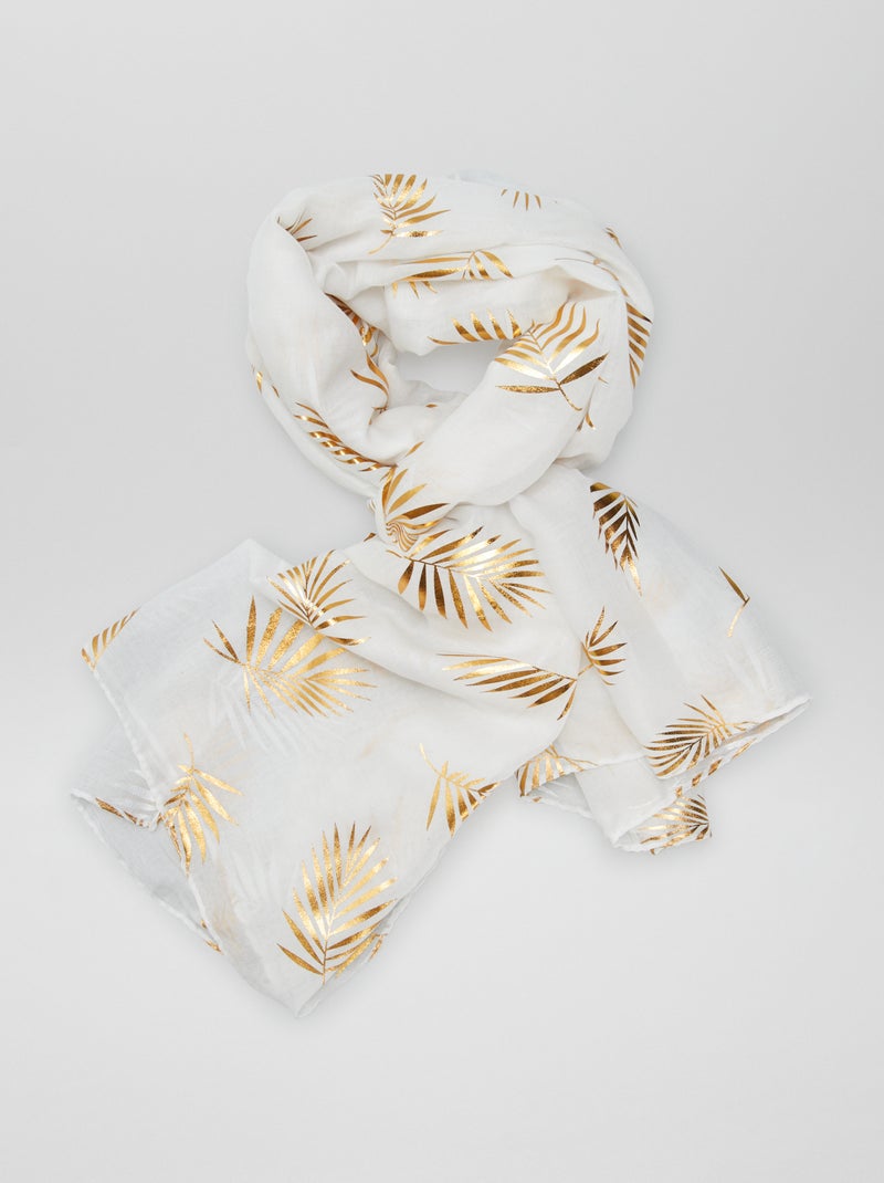 Foulard imprimé doré Blanc - Kiabi