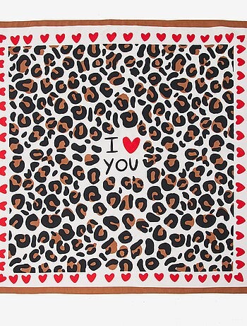 Foulard imprimé fantaisie (100x100 cm) 'Agathe Sorlet x Kiabi' - Saint-Valentin