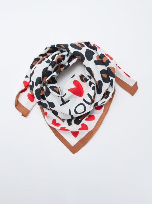 Foulard imprimé fantaisie (100x100 cm)  'Agathe Sorlet x Kiabi' - Saint-Valentin - Kiabi