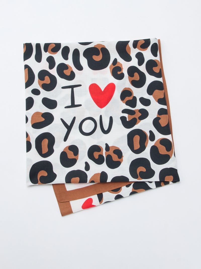 Foulard imprimé fantaisie (100x100 cm)  'Agathe Sorlet x Kiabi' - Saint-Valentin Blanc - Kiabi