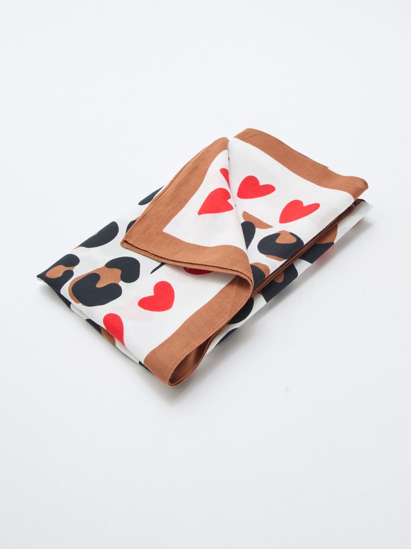 Foulard imprimé fantaisie (100x100 cm)  'Agathe Sorlet x Kiabi' - Saint-Valentin Blanc - Kiabi