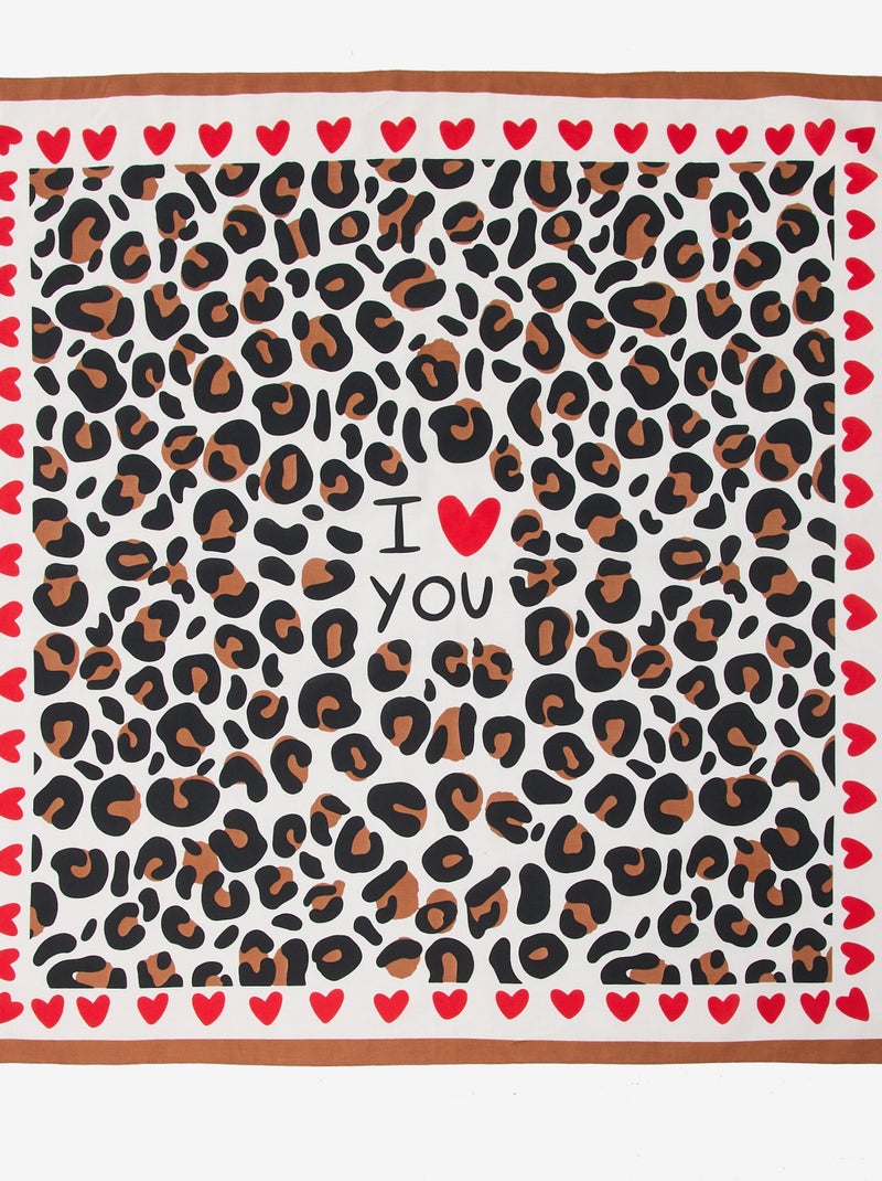 Foulard imprimé fantaisie (100x100 cm)  'Agathe Sorlet x Kiabi' - Saint-Valentin Blanc - Kiabi