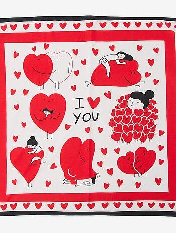 Foulard imprimé fantaisie (100x100 cm) 'Agathe Sorlet x Kiabi' - Saint-Valentin