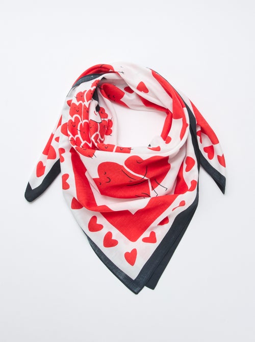 Foulard imprimé fantaisie (100x100 cm)  'Agathe Sorlet x Kiabi' - Saint-Valentin - Kiabi