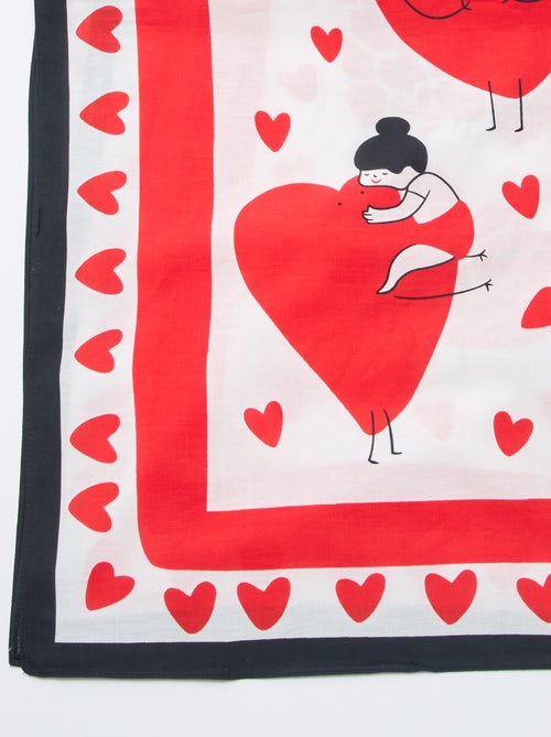 Foulard imprimé fantaisie (100x100 cm)  'Agathe Sorlet x Kiabi' - Saint-Valentin - Kiabi