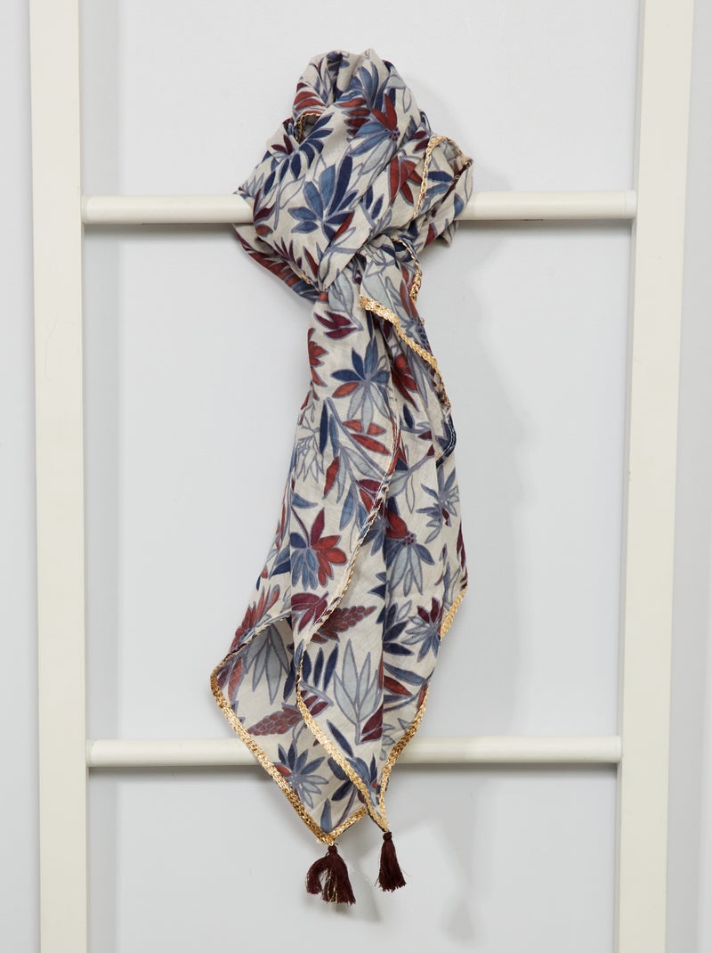 Foulard imprimé 'fleurs' bleu - Kiabi