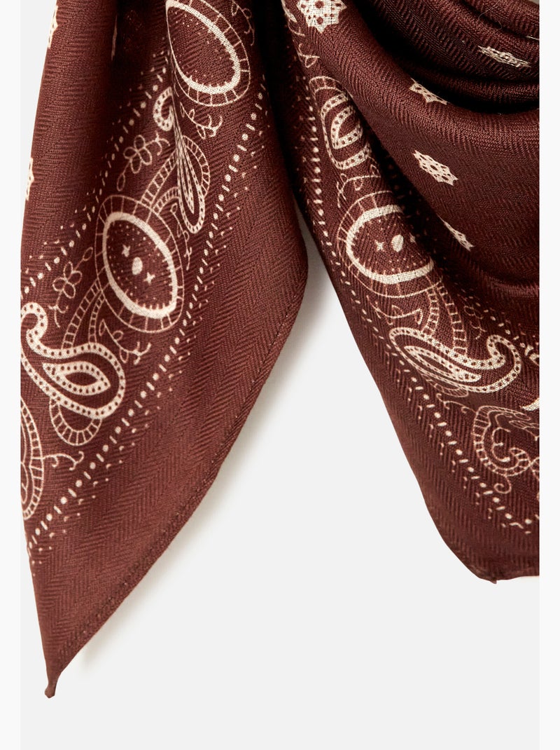 Foulard imprimé graphique - Damart Marron - Kiabi
