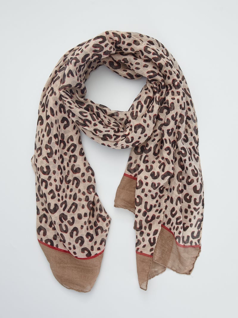 Foulard imprimé 'léopard' camel - Kiabi