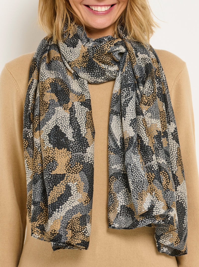 Foulard imprimé motif pailleté Noir - Kiabi